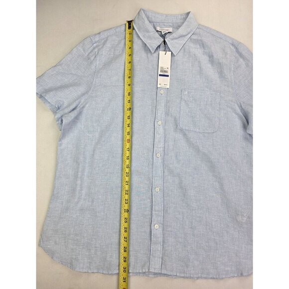 Calvin Klein Size XL Mens Powder Blue Linen Blend Embroidered Pocket Logo NWT - Picture 10 of 11